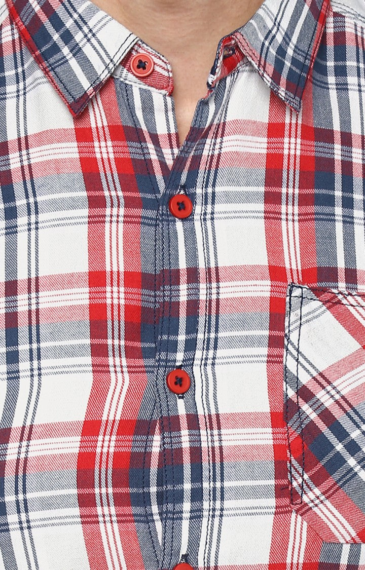 Spykar Men'S Red Cotton Checked Casual Shirts