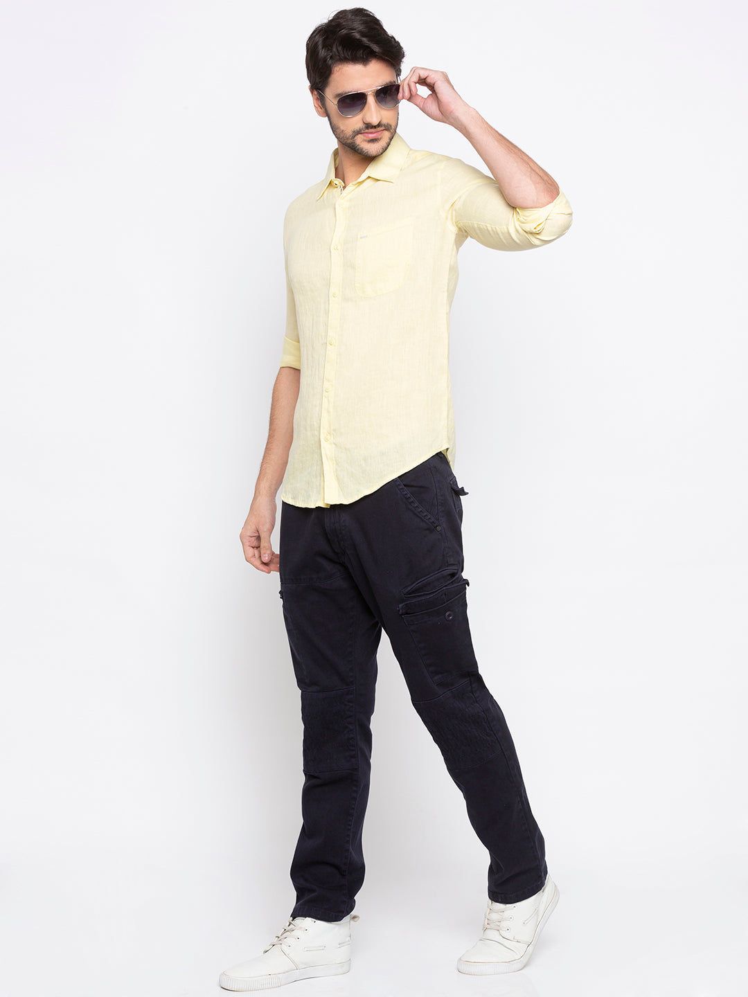 Spykar Men Yellow Solid Slim Fit Casual Shirt