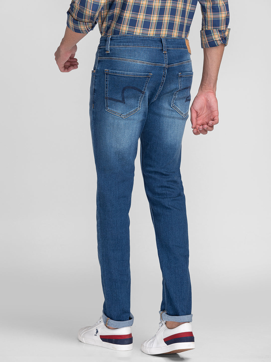 Spykar Men Mid Blue Cotton Regular Fit Narrow Length Jeans (Rover)