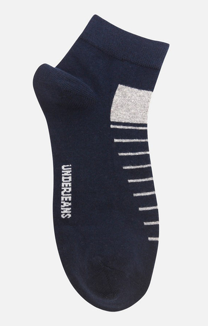 Men Premium Navy Ankle Length (Non Terry) Single Pair Of Socks- Underjeans By Spykar