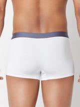 Men White Solid Super Premium Bonded Elastic Trunk- Underjeans By Spykar