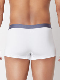 Men White Solid Super Premium Bonded Elastic Trunk- Underjeans By Spykar