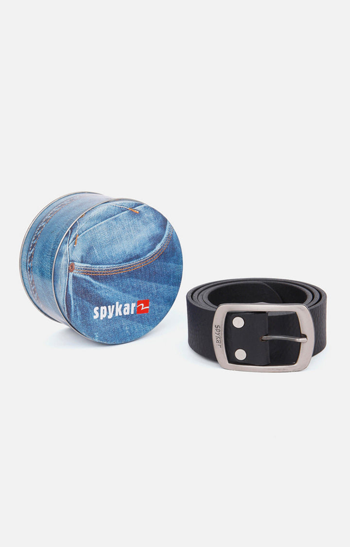 Spykar Black Genuine Leather Belt