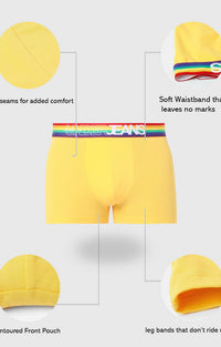 Men Premium Yellow Multi Cotton Blend Trunk- Underjeans By Spykar