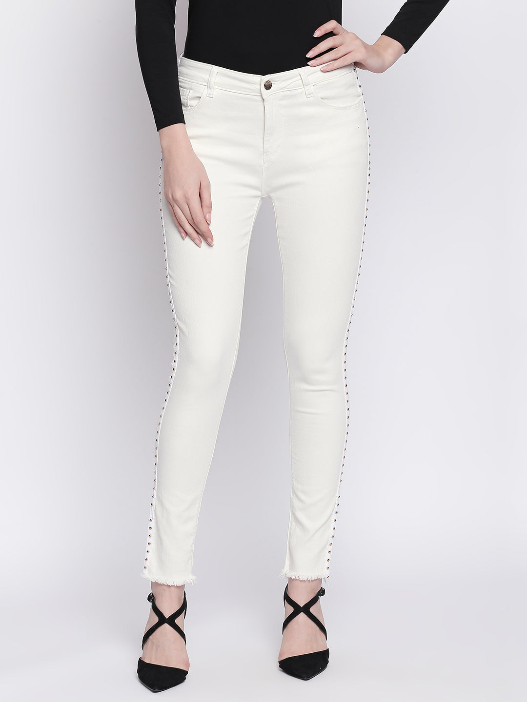 Spykar Women White Cotton Skinny Fit Regular Length Jeans (Ynr)