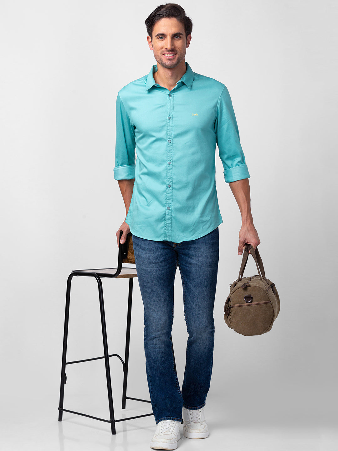 Spykar Men Solid Casual Blue Shirt - Buy Spykar Men Solid Casual