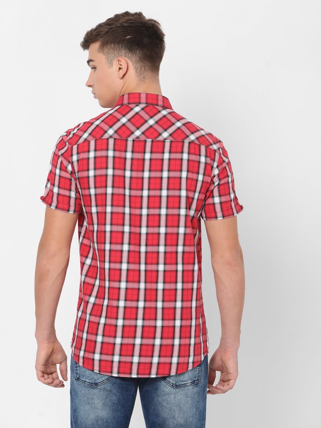 Spykar Slim Fit Men Red Cotton Casual Shirts