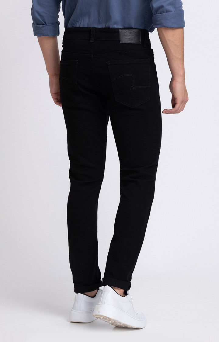 Spykar Men Black Cotton Super Slim Fit Tapered Length Jeans (Super Skinny)