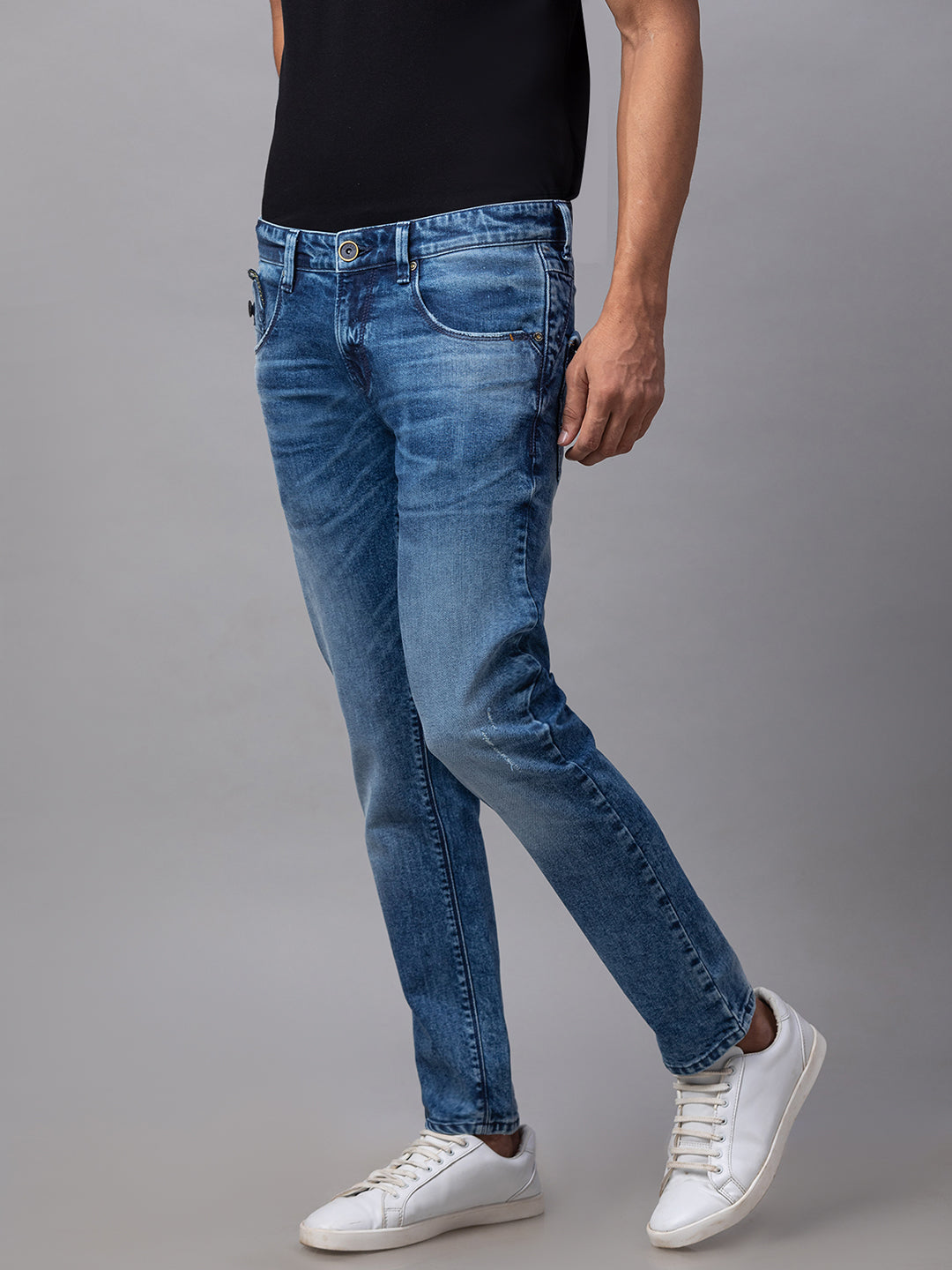 Spykar Men Blue Cotton Regular Fit Regular Length Jeans (Actif)