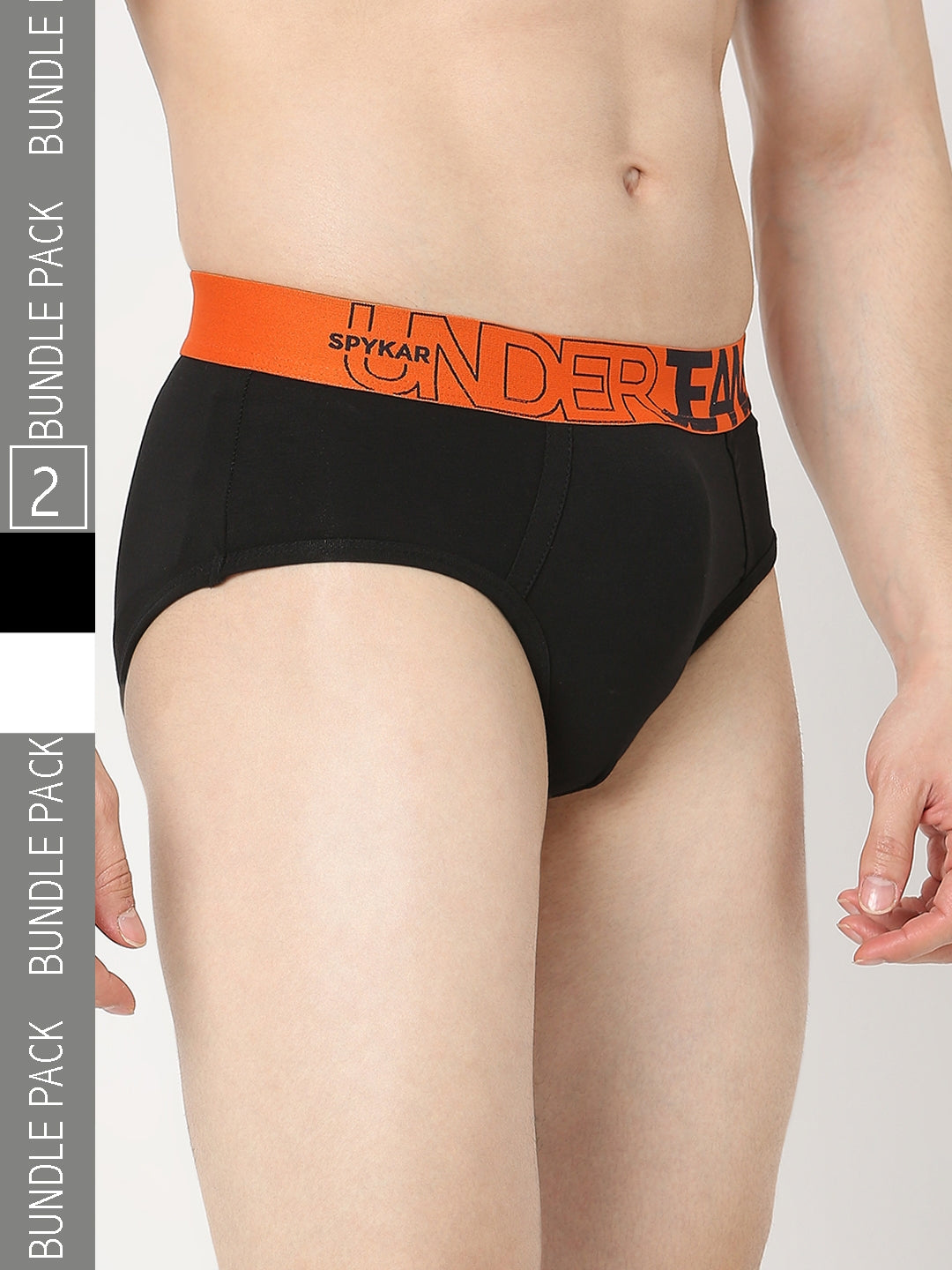Underjeans by Spykar Men Premium Pack of 2 Black-White Brief