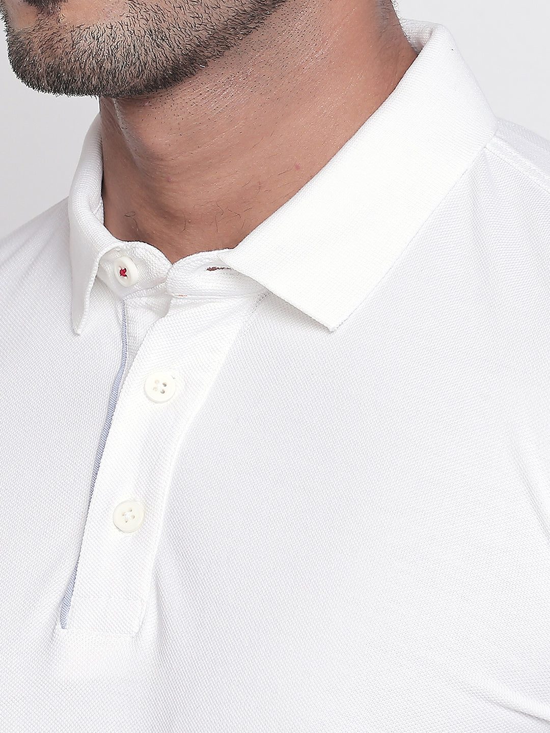 Spykar White Printed Slim Fit Polo Tshirt For Men