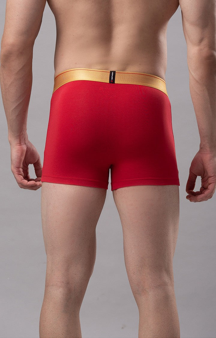 Red Cotton Trunk For Men Premium- Underjeans By Spykar