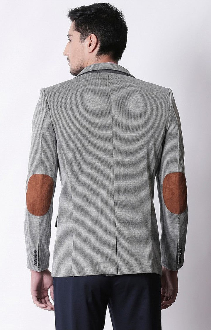 Spykar Dark Grey Printed Slim Fit Blazer