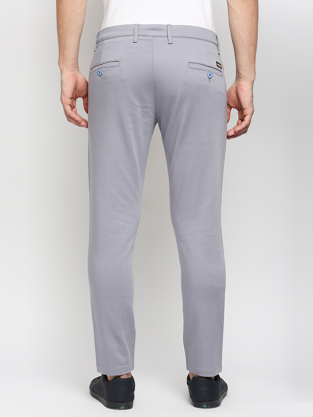 Spykar Men Light Grey Solid Slim Mid-Rise Trouser
