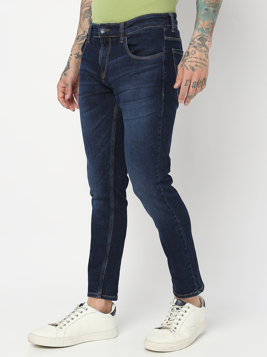 Spykar Men Dark Blue Cotton Slim Fit Tapered Length Jeans (Kano)