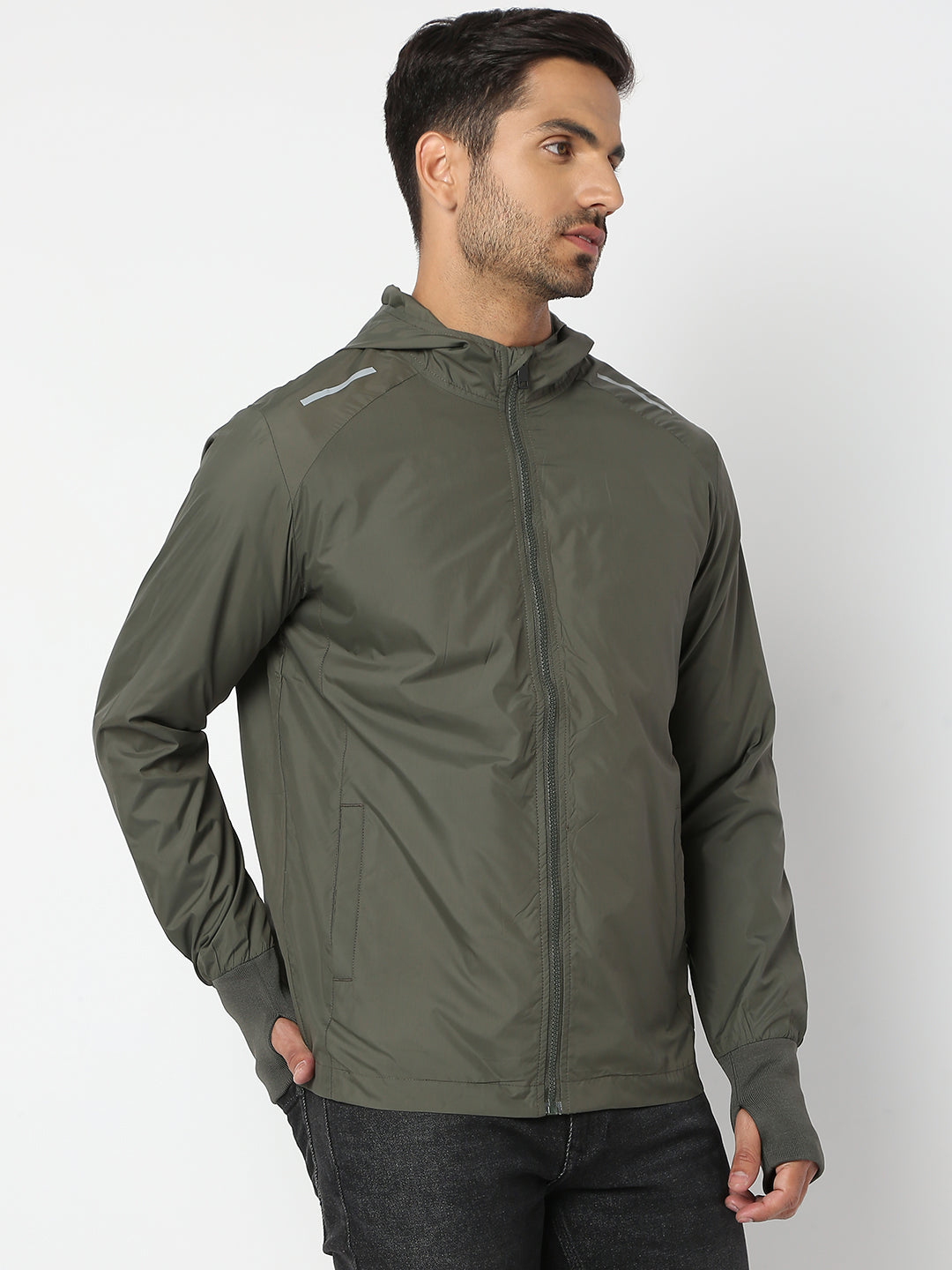 Spykar Men Dark Green Nylon Regular Fit Jacket