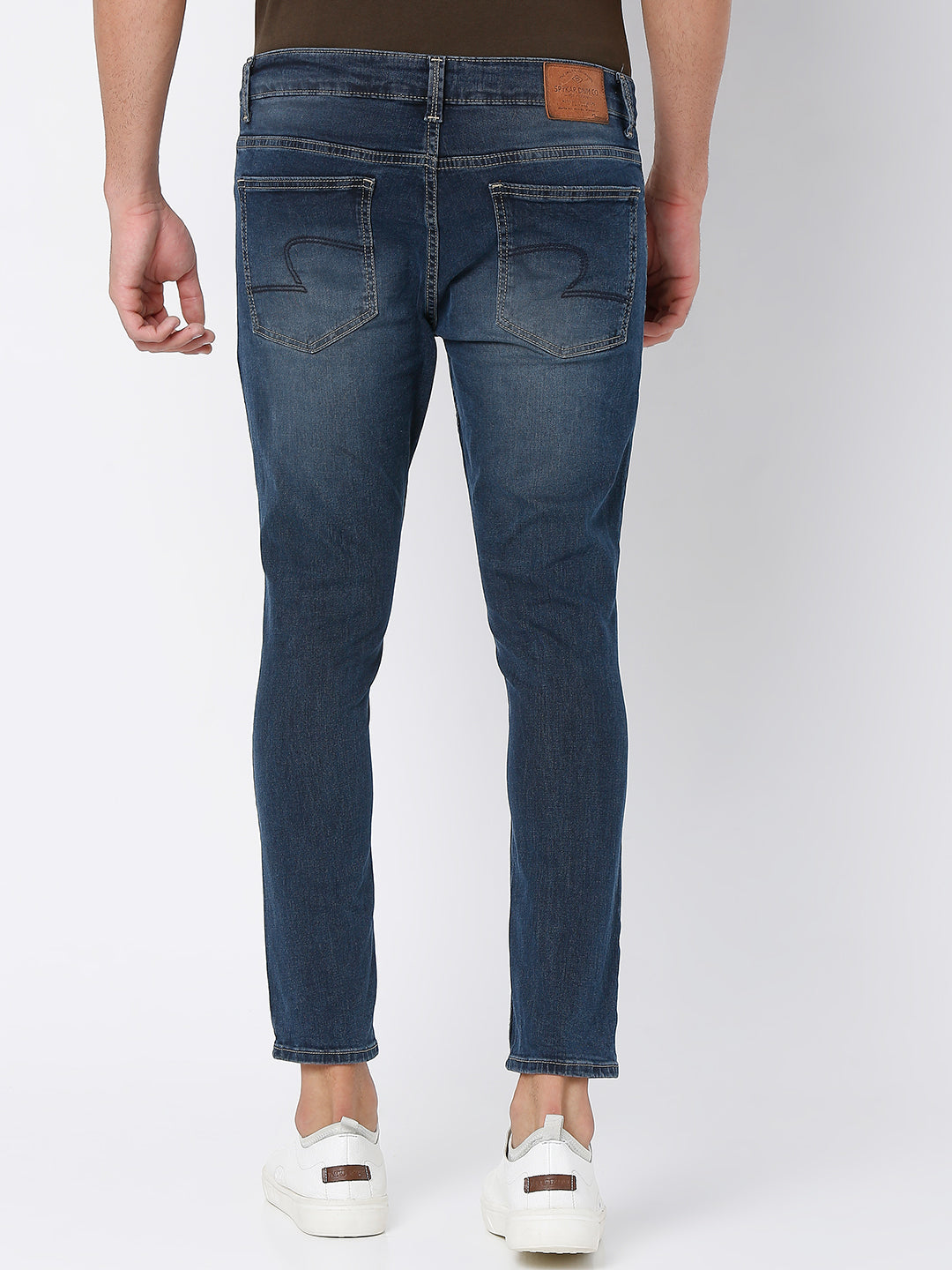 Spykar Mid Blue Cotton Slim Fit Tapered Length Jeans For Men (Kano)