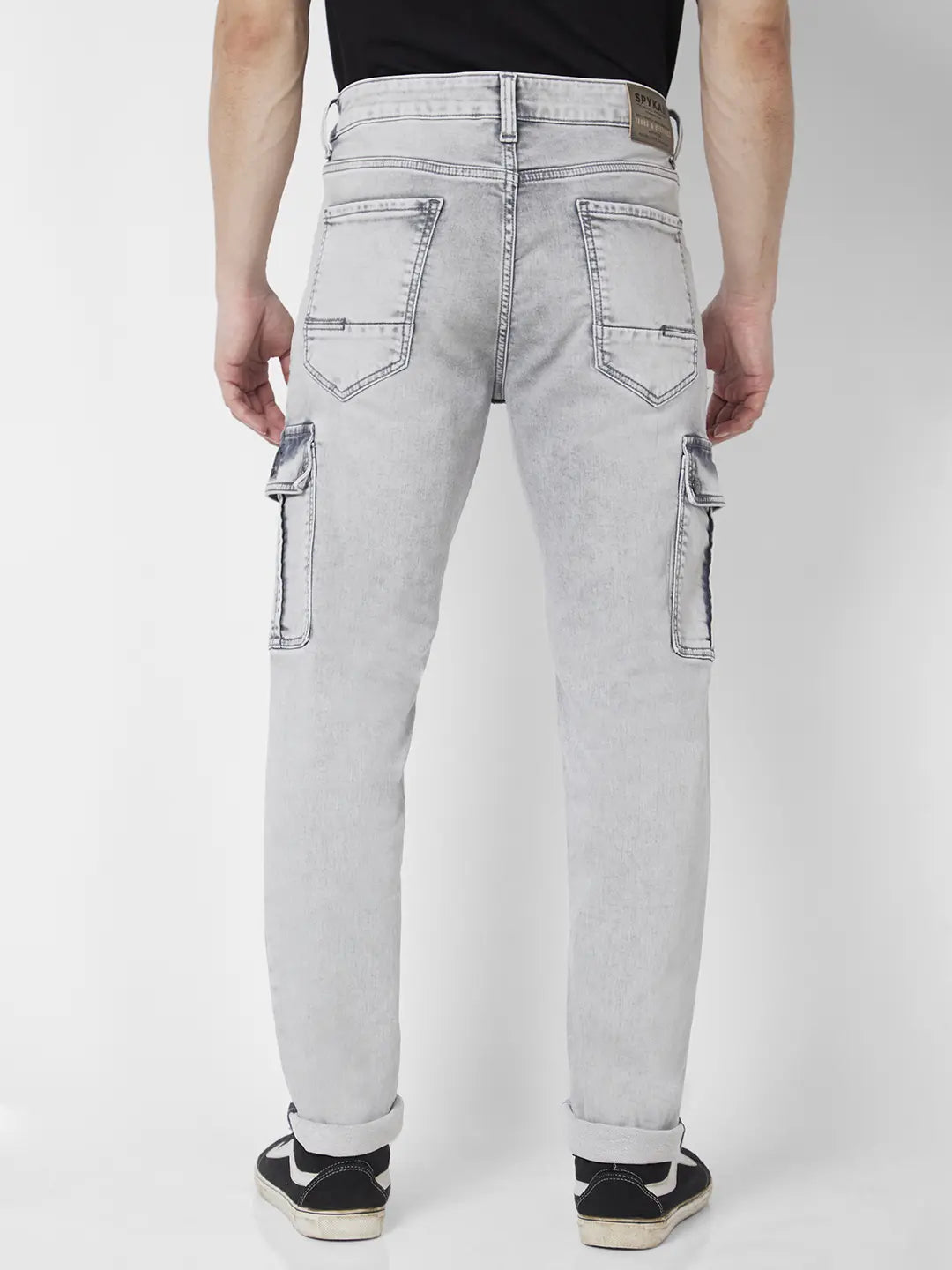 Spykar Men Light Grey Cotton Comfort Fit Narrow Length Clean Look High Rise Jeans (Trooper)