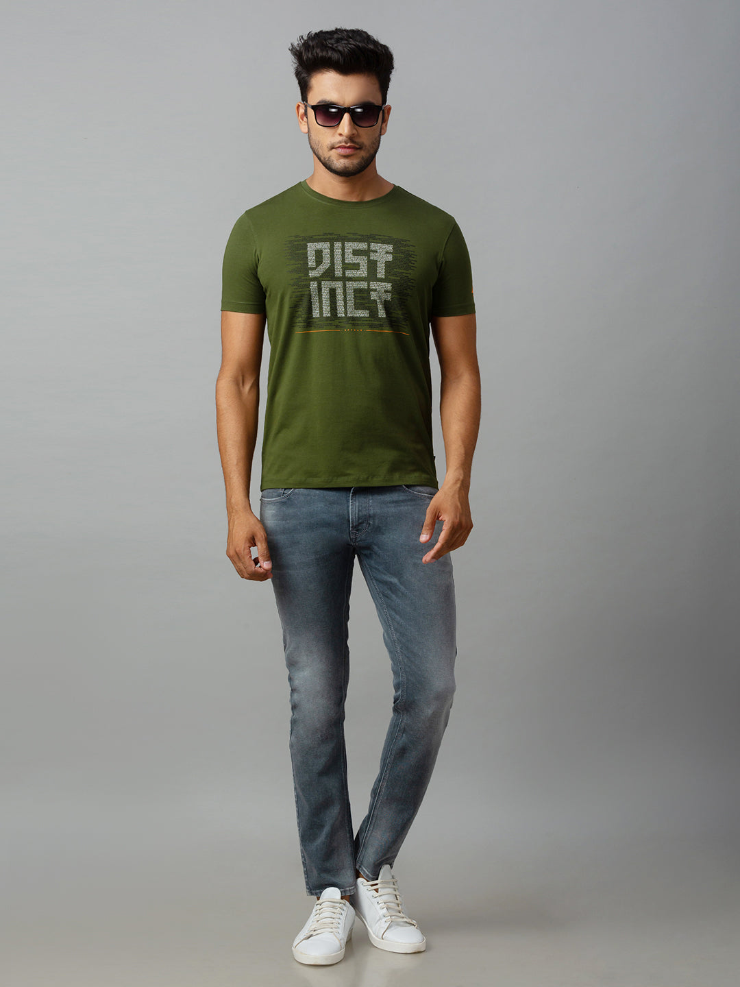 Spykar Men Green Cotton Slim Fit T-Shirt (Slim)