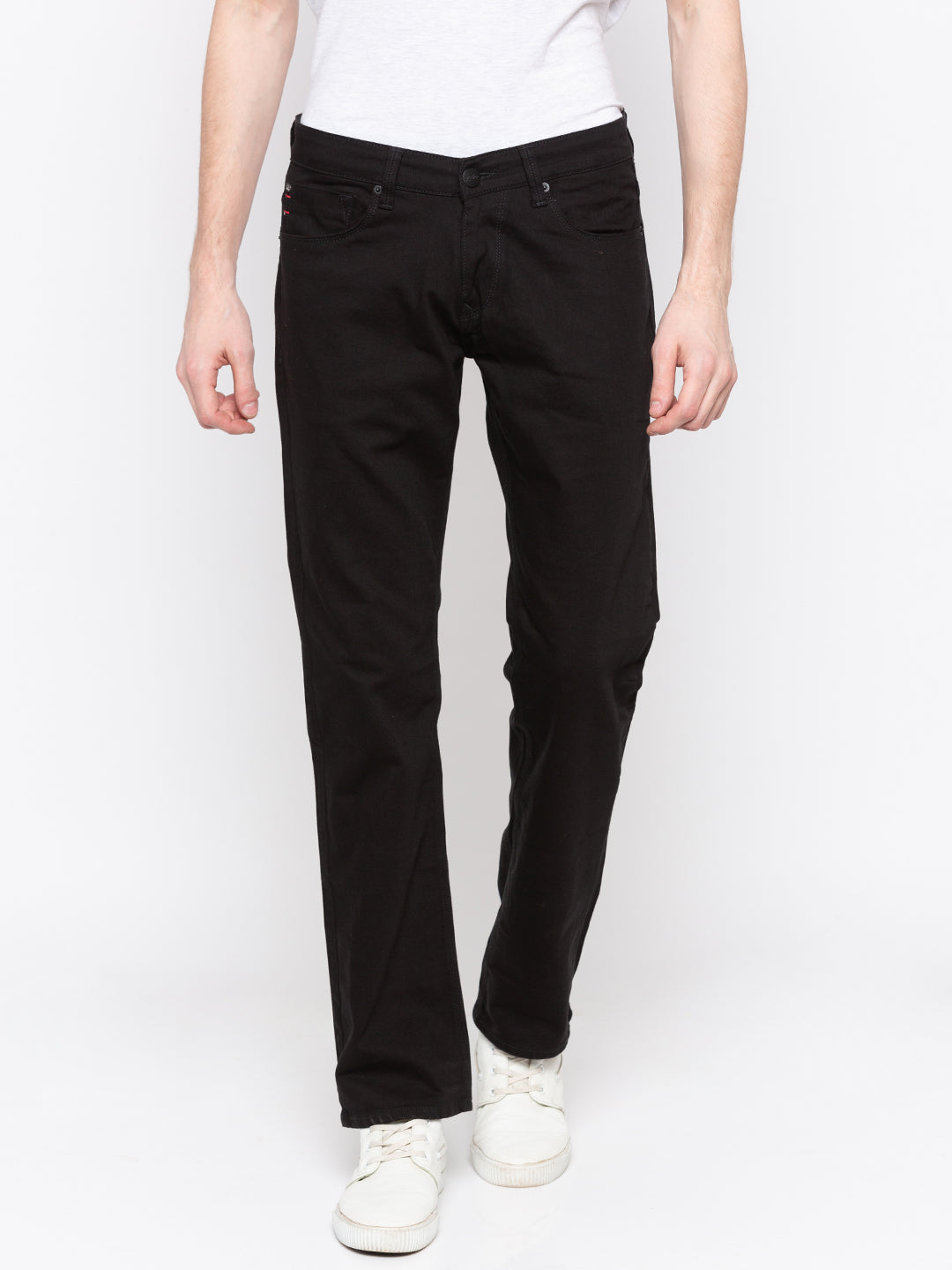 Spykar Men Black Solid Regular Fit Jeans