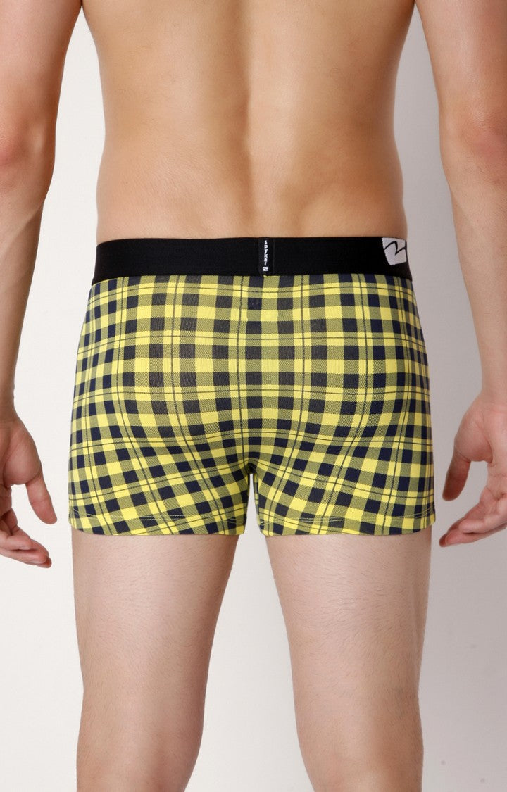 Underjeans By Spykar Men Yellow Check Cotton Blend Trunk