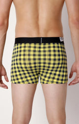 Underjeans By Spykar Men Yellow Check Cotton Blend Trunk