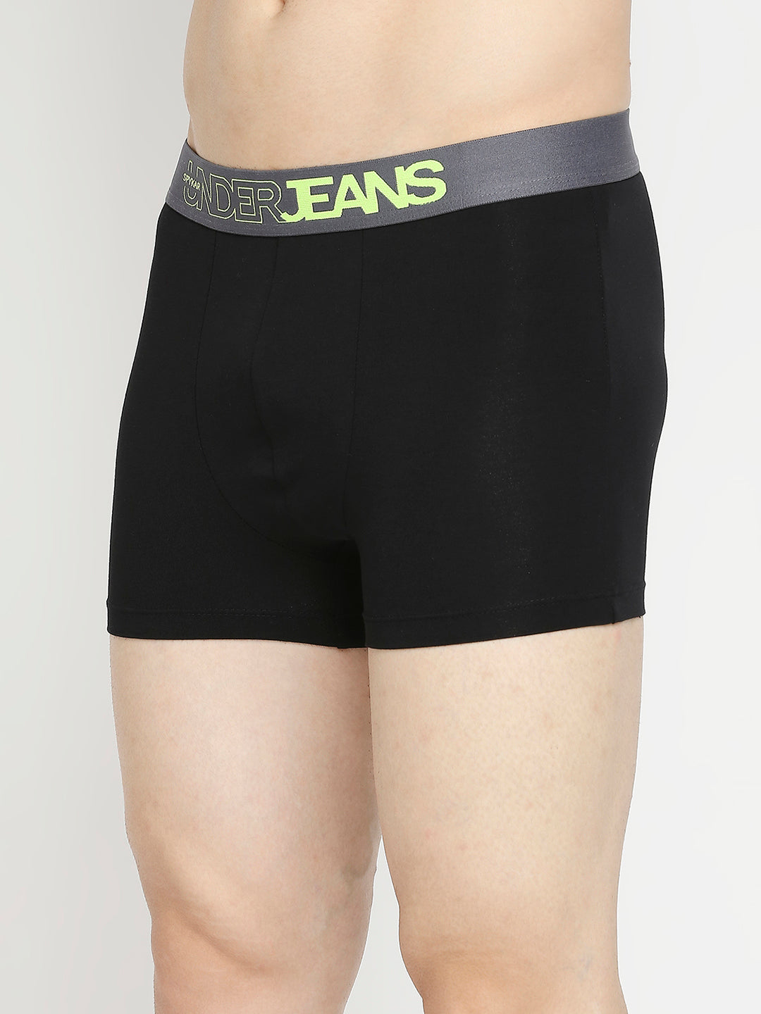 Men Premium Yellow & Black Cotton Blend Trunk - Pack Of 2- Underjeans By Spykar