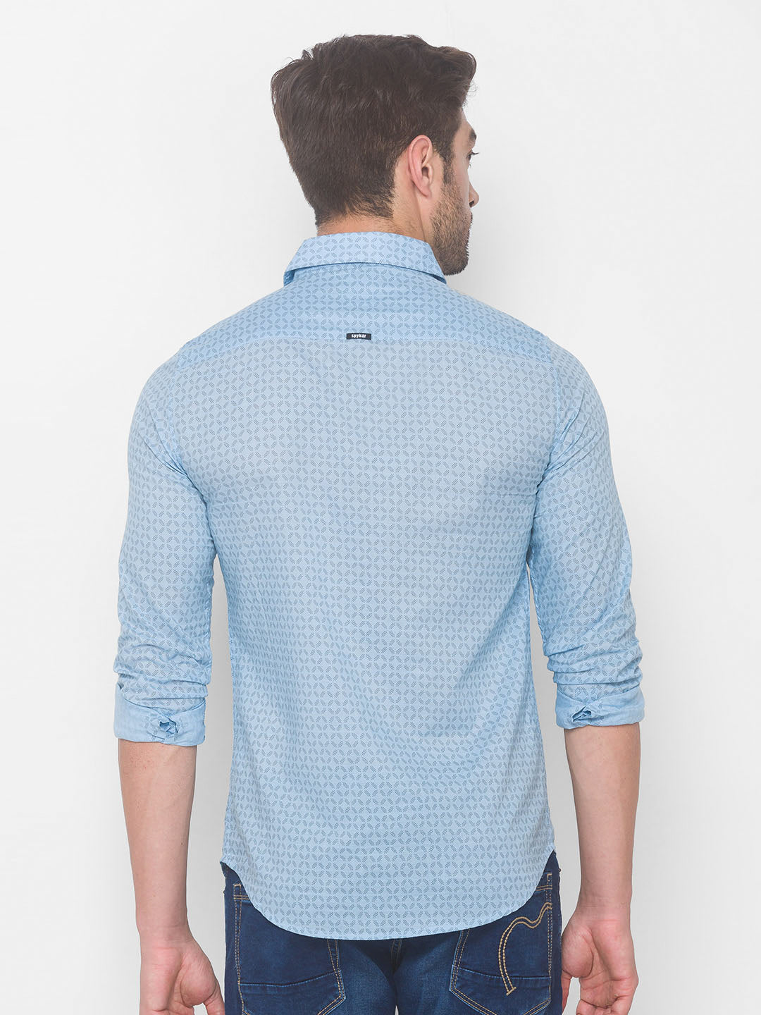 Spykar Men Sky Blue Cotton Shirts (Regular)