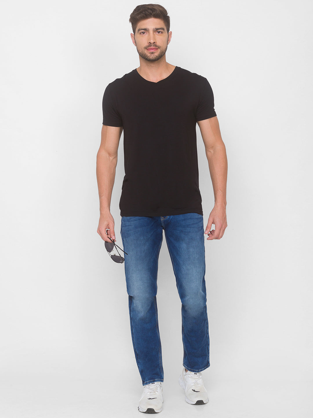 Spykar Men Dark Blue Solid Slim Mid-Rise Jeans (Kano)