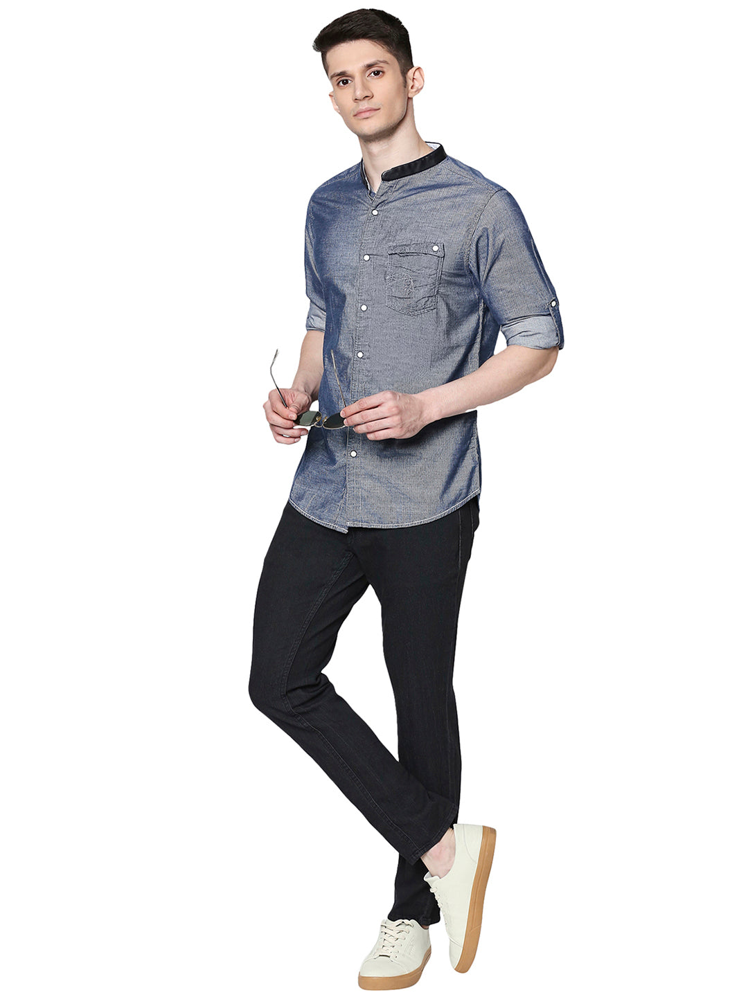 Spykar Men Blue Slim Casual Shirt