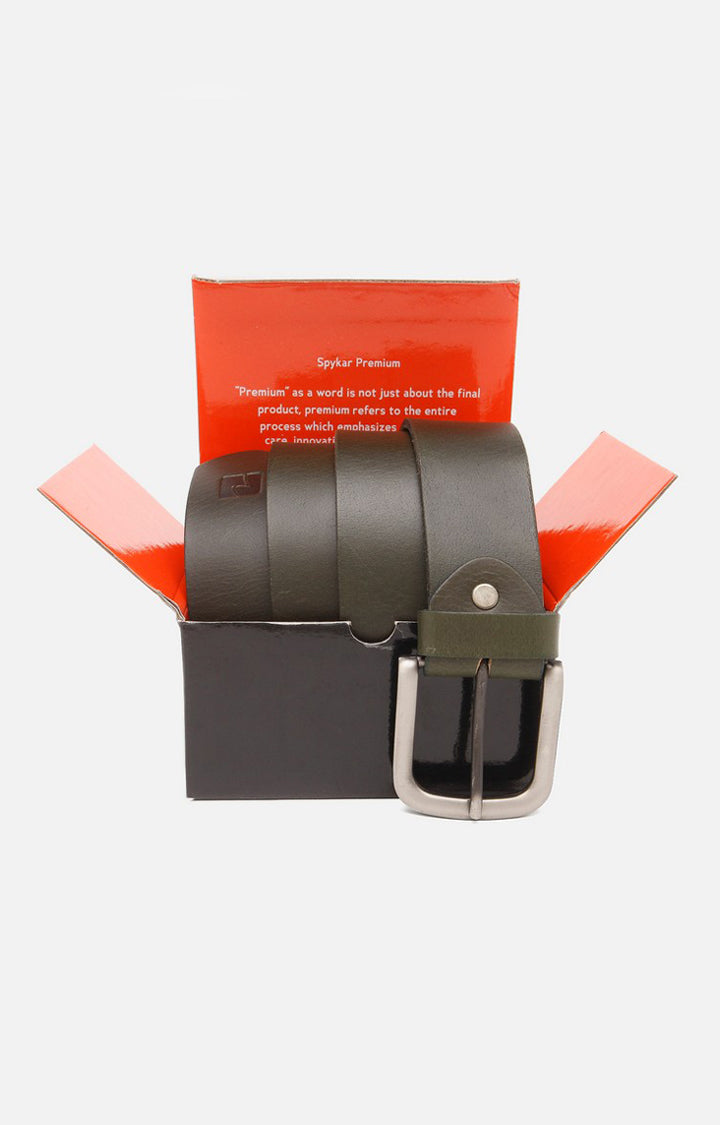 Spykar Men Olive Genuine Leather Belt