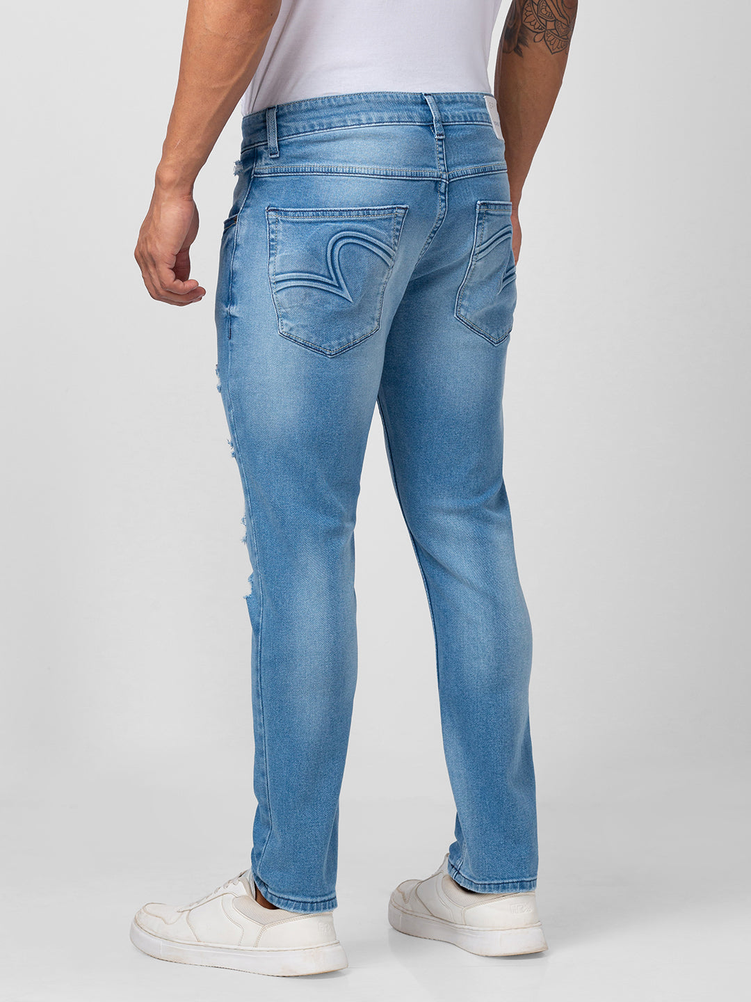 Spykar Men Light Blue Cotton Slim Fit Tapered Length Jeans (Kano)