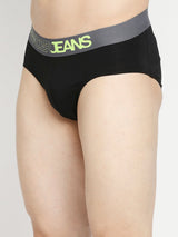 Men Premium Yellow & Black Cotton Blend Brief - Pack Of 2- Underjeans By Spykar