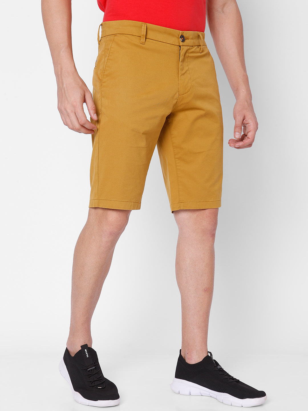 Spykar Men Brown Cotton Slim Fit Casual Shorts