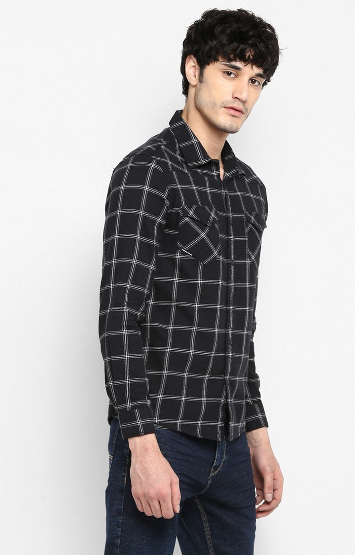 Spykar Men'S Black Cotton Checked Casual Shirts