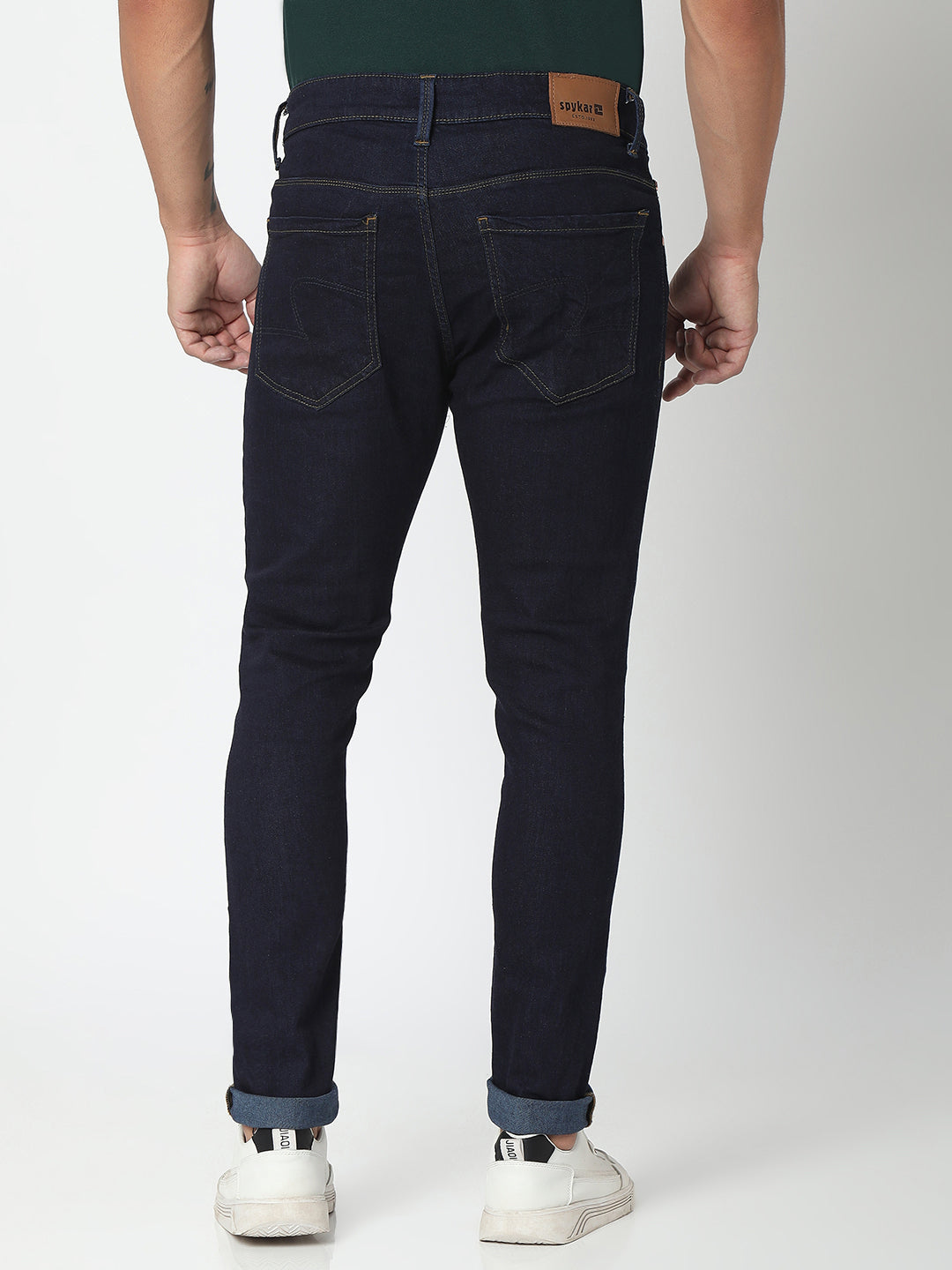 Spykar Raw Blue Cotton Slim Fit Tapered Length Jeans For Men (Kano)