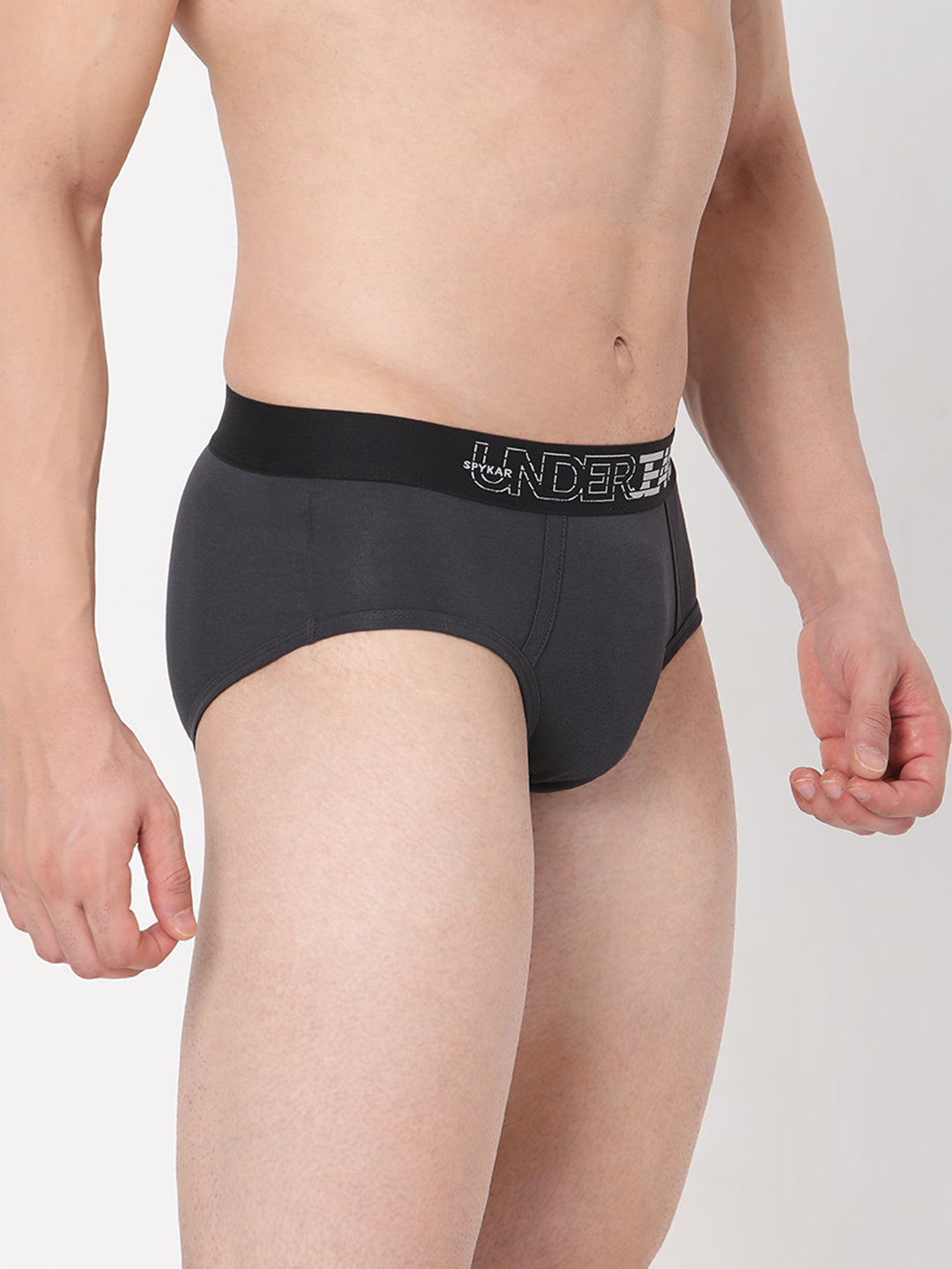 Underjeans By Spykar Men Premium Cotton Blend Grey Brief