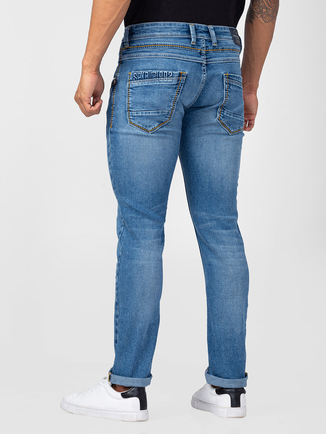 Spykar Men Mid Blue Cotton Slim Fit Narrow Length Jeans (Skinny)