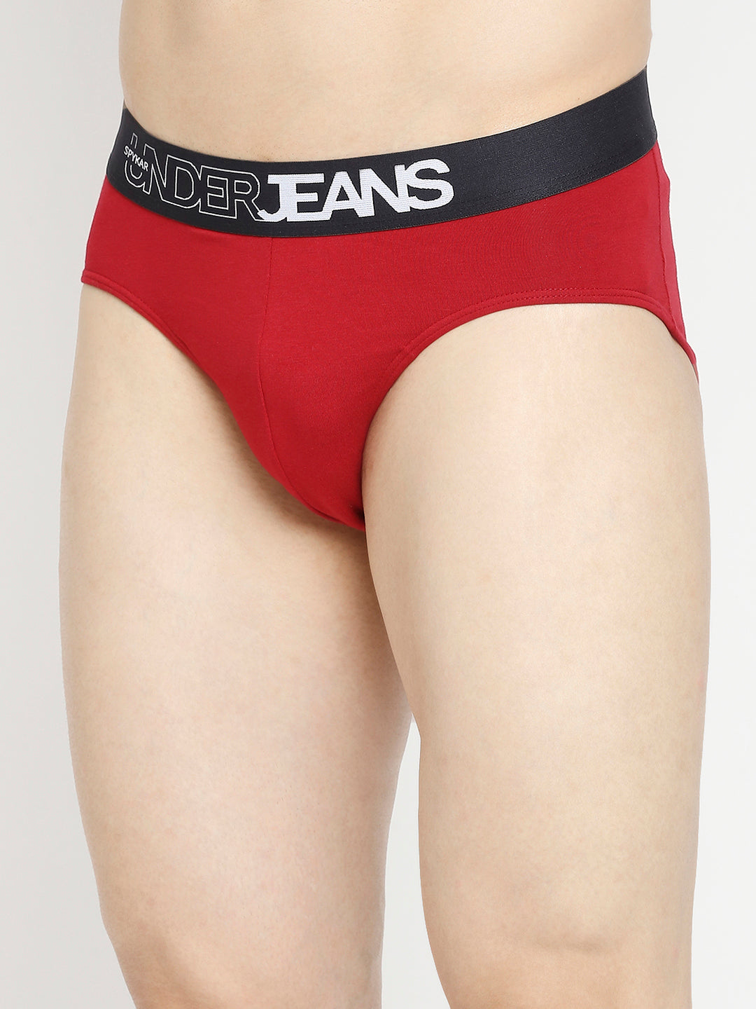 Men Premium Maroon & Dark Grey Cotton Blend Brief - Pack Of 2- Underjeans By Spykar