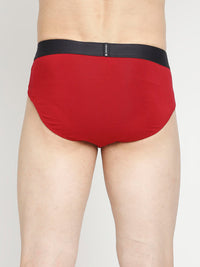 Men Premium Black & Maroon Cotton Blend Brief - Pack Of 2- Underjeans By Spykar