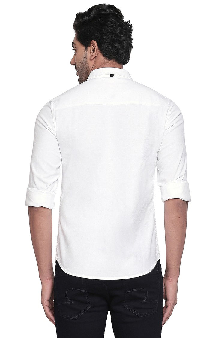 Spykar Men'S White Cotton Solid Casual Shirts