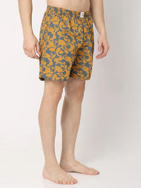Underjeans By Spykar Men Premium Yellow Cotton Blend Regular Fit Boxer Shorts