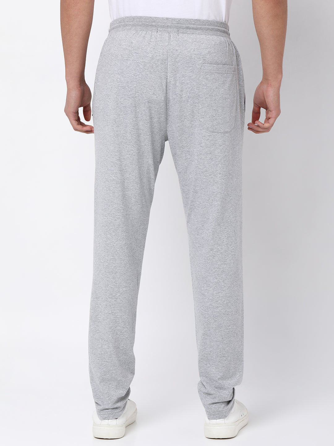 Men Premium Cotton Blend Knitted Grey Trackpant- Underjeans By Spykar