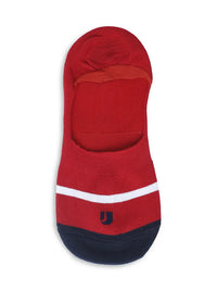 Men Red & Anthra Melange Cotton Blend No Show Socks - Pack Of 2 - Underjeans By Spykar