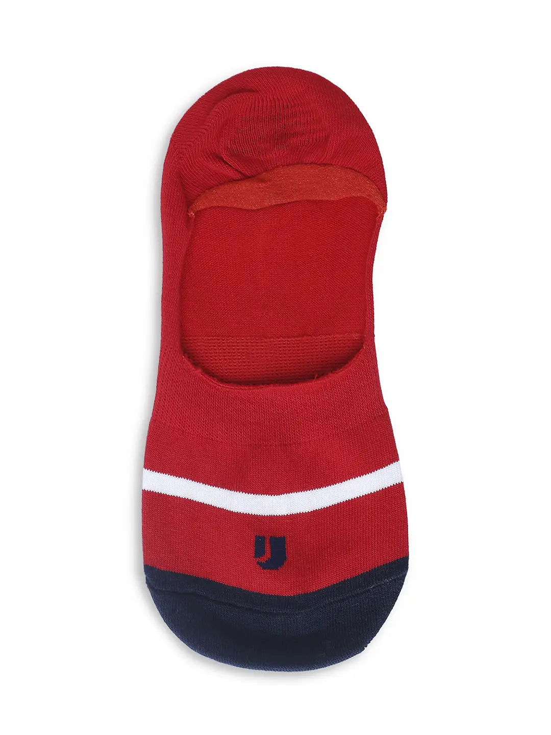 Men Red & Anthra Melange Cotton Blend No Show Socks - Pack Of 2 - Underjeans By Spykar