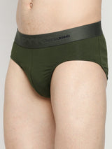 Underjeans By Spykar Men Premium Cotton Blend Olive Brief