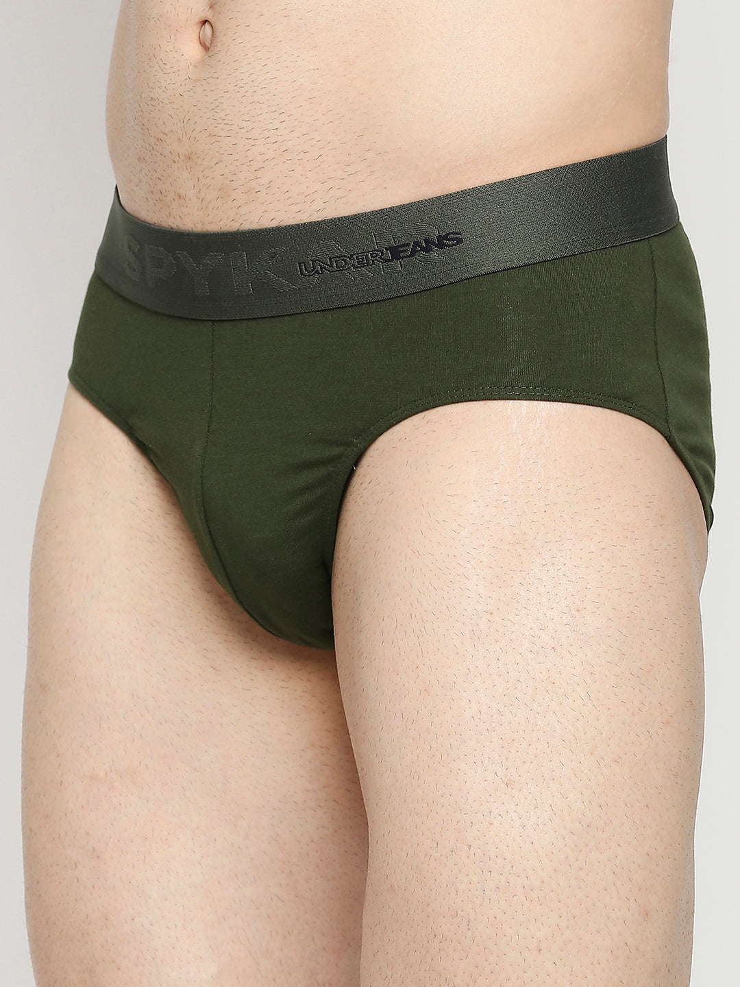 Underjeans By Spykar Men Premium Cotton Blend Olive Brief
