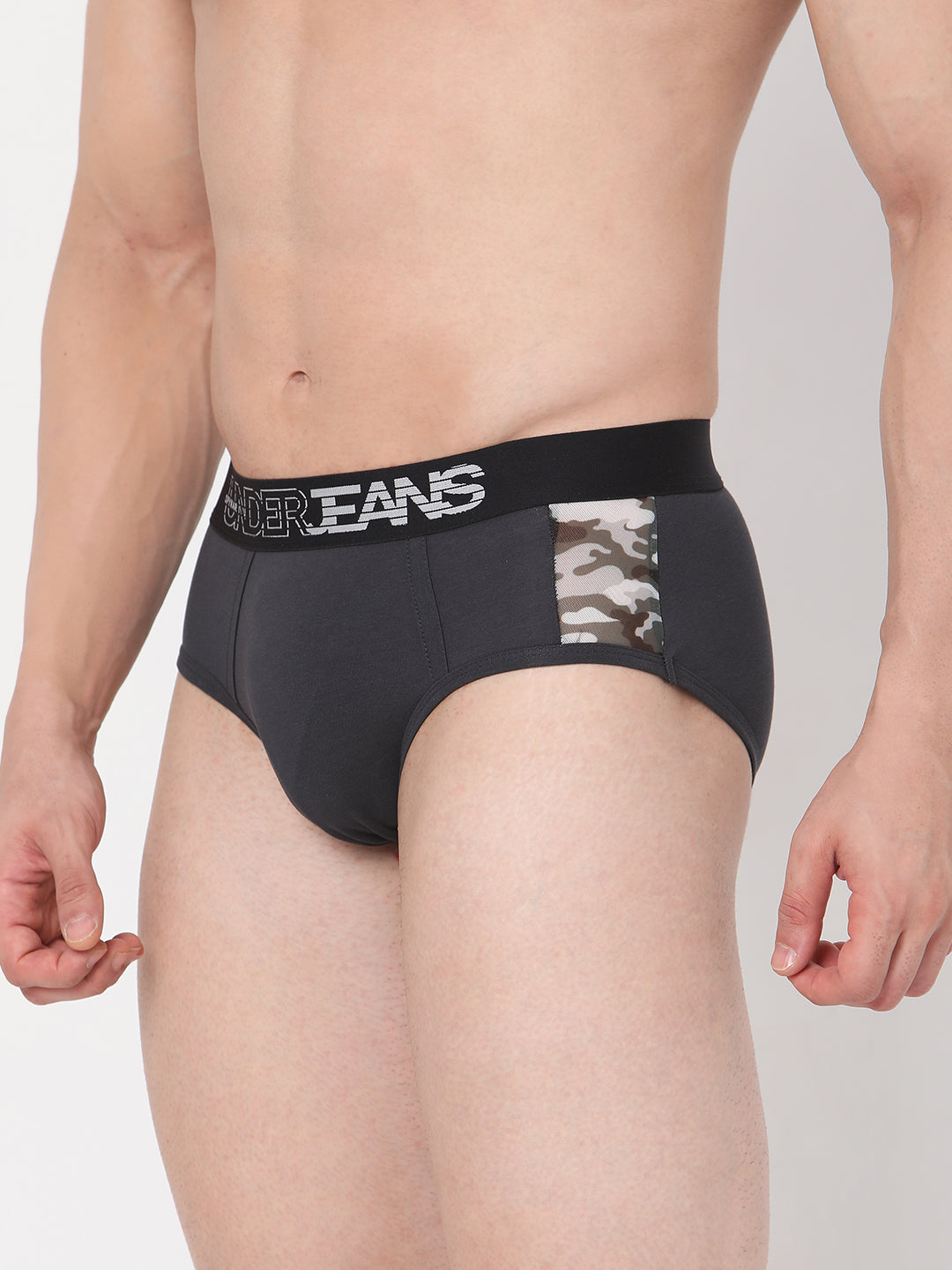 Underjeans By Spykar Men Premium Cotton Blend Grey Brief