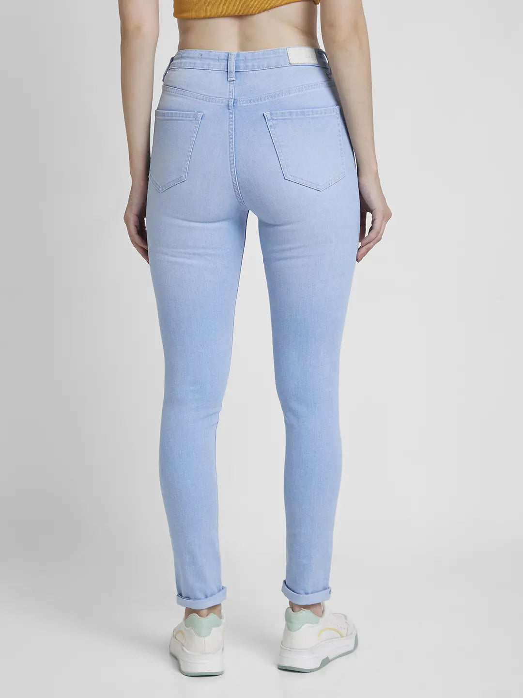 Spykar Women Light Blue Lycra Skinny Fit Regular Length Clean Look Jeans -(Adora)