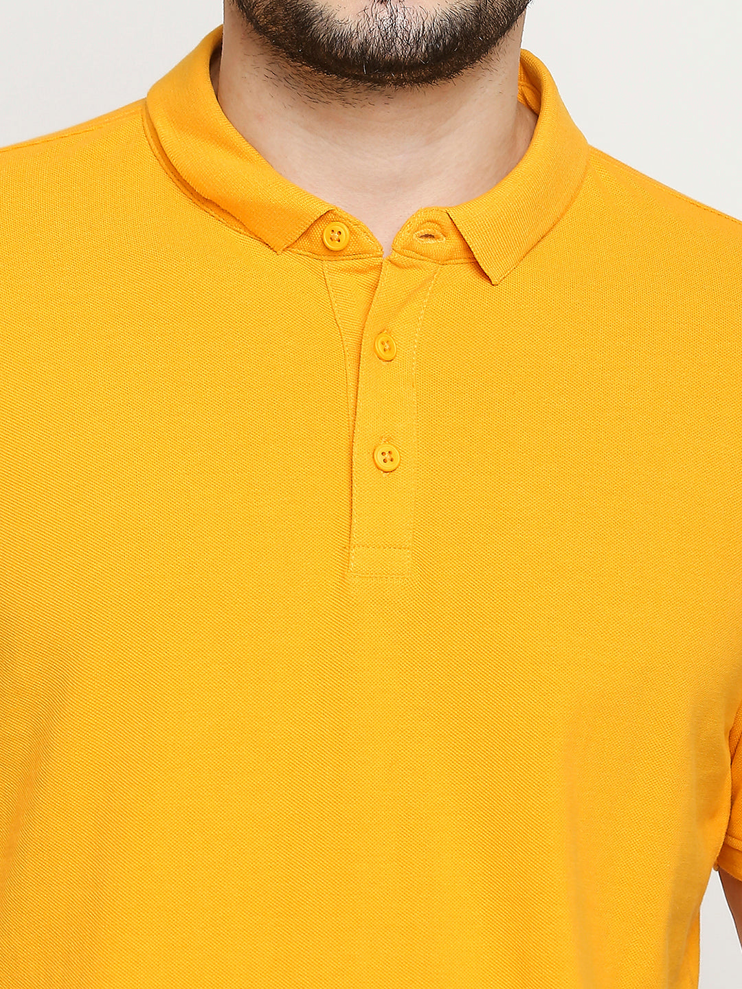 Spykar Chrome Yellow Cotton Half Sleeve Plain Polo Casual T-Shirts For Men